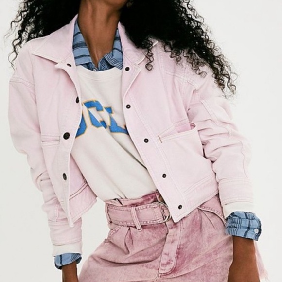 We The Free Jackets & Blazers - We The Free Light Pink sorbet Star Crossed Jean Jacket